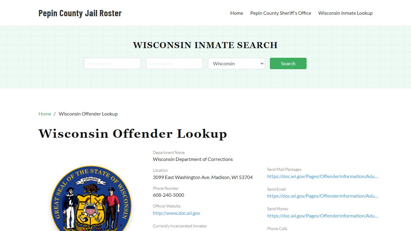 Wisconsin Inmate Search, Jail Rosters - Pepin County