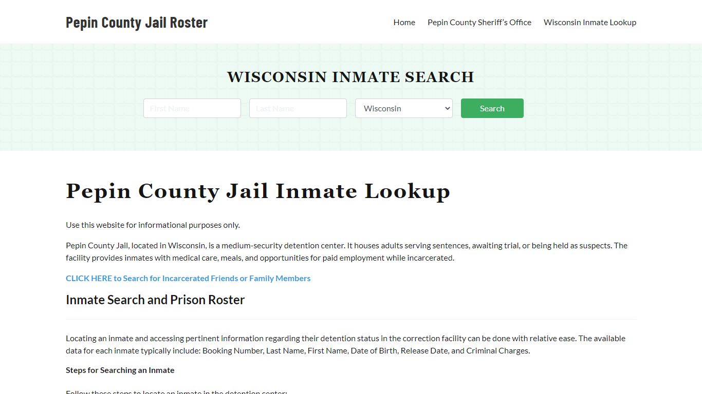 Pepin County Jail Roster Lookup, WI, Inmate Search