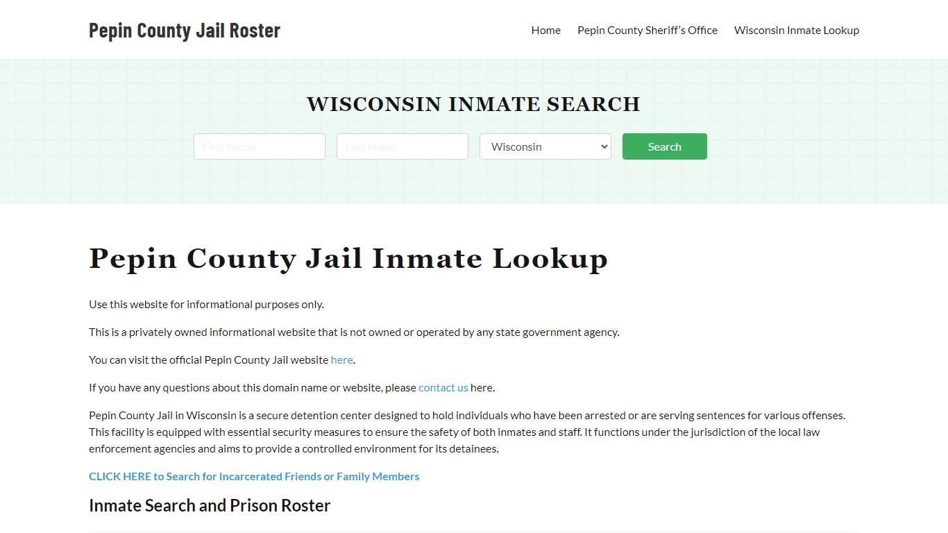 Pepin County Jail Roster Lookup, WI, Inmate Search